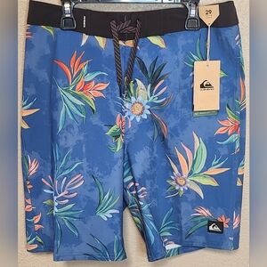 Quiksilver Youth Board Shorts Blue Floral Size 29Y